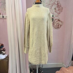 Elegant Cream Knit Sweater Dress